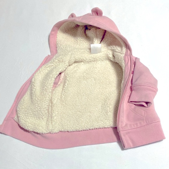 Baby Cozy Gap Logo Sherpa Hoodie | Size: 3-6 Months | Pink Glitter Logo - Picture 5 of 9